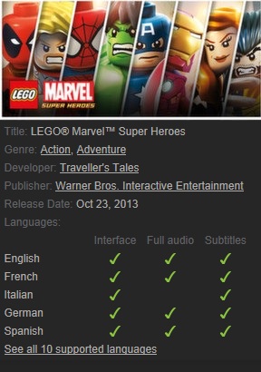 LEGO Marvel Super Heroes Steam - Click Image to Close